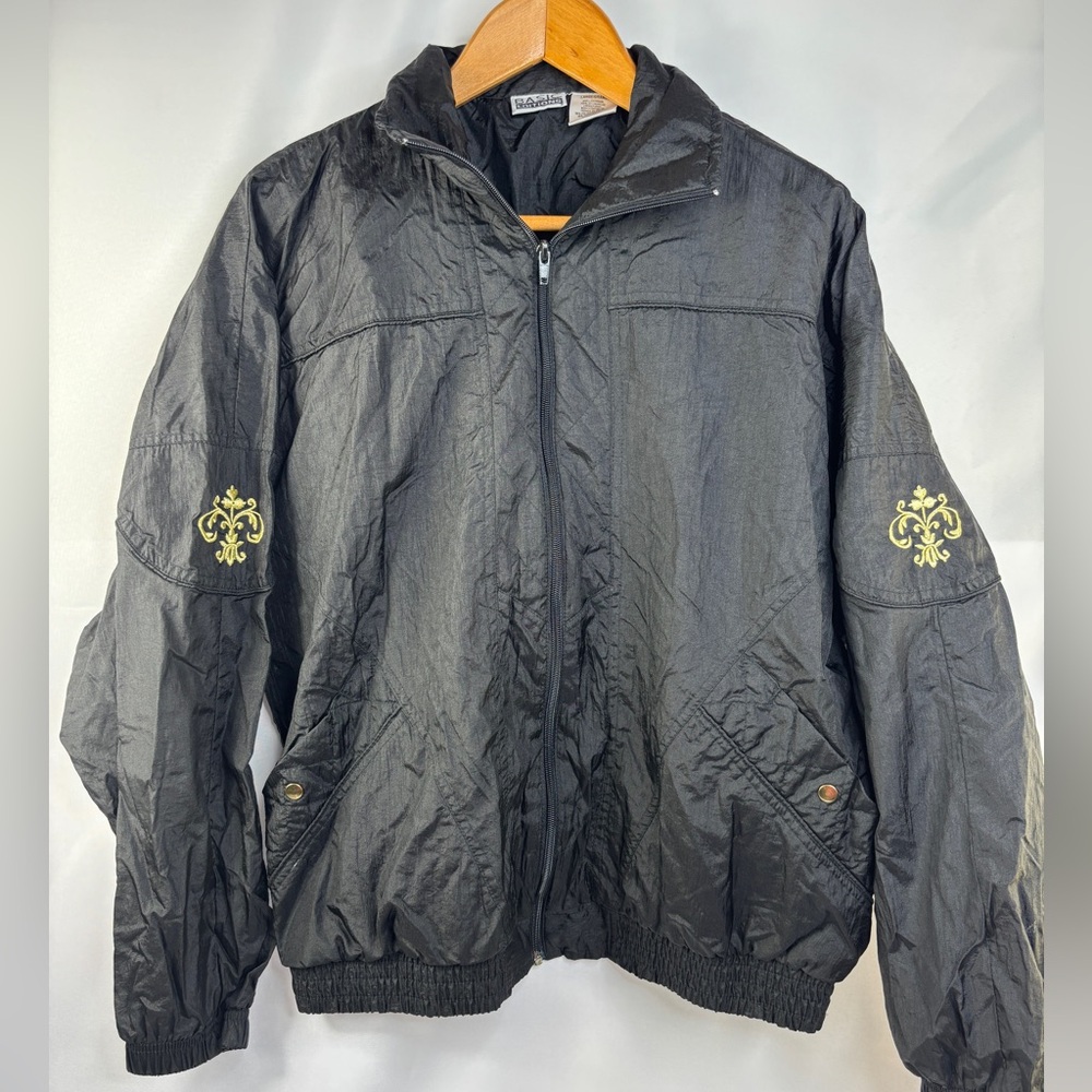 Vintage Basic Edition Black Gold Windbreaker Nylo… - image 1